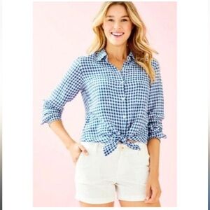 Lilly Pulitzer Sea View Linen Button Down